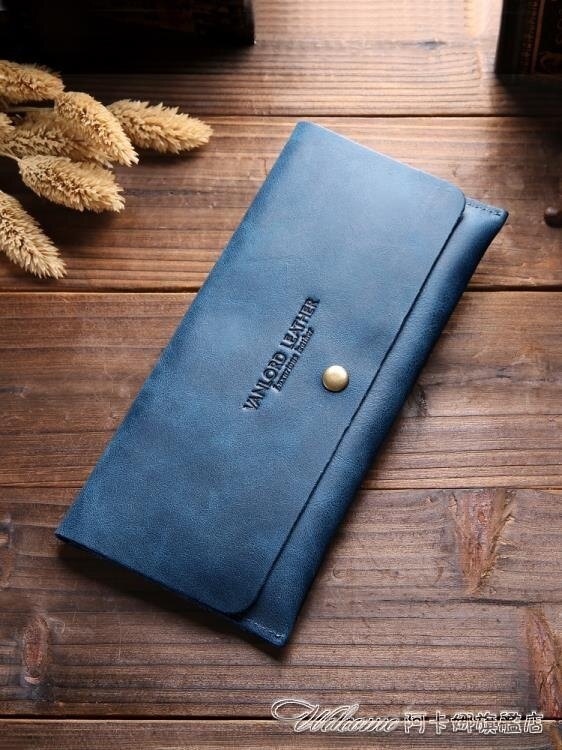 【快速出貨】Vanlord女錢包長款搭扣真皮頭層牛皮超薄韓版復古雕刻字簡約皮夾 【雙12購物節】