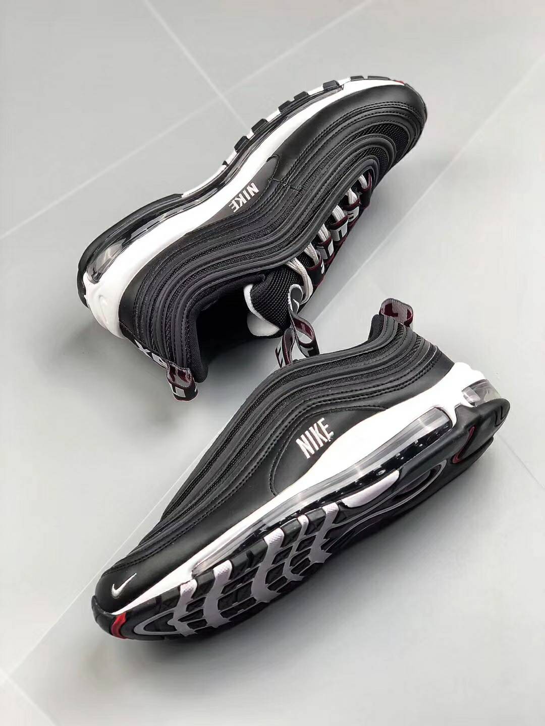 Nike Air Max 97 Premium 黑白串標 3M反光子彈氣墊運動跑步鞋 男款