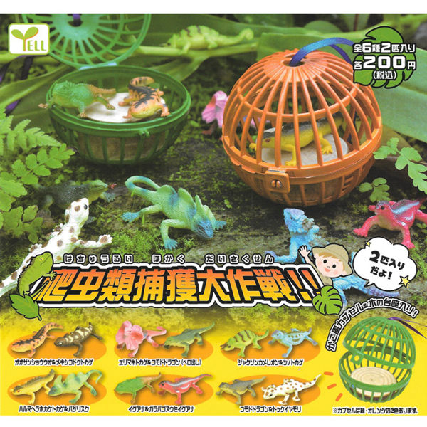 每款都有兩隻爬蟲動物 蛋殼設計成可開闔的捕蟲籃 共6款 皆附蛋殼、蛋紙 日本正版授權商品