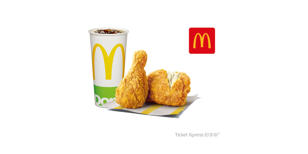 Digital product by Shopee。原味麥脆鷄腿/排(部位恕不挑選)六塊+中杯可樂兩杯。本券之面額為實際(優惠)售價，已存入發行人於國泰世華銀行股份有限公司開立之信託專戶，專款專用，信