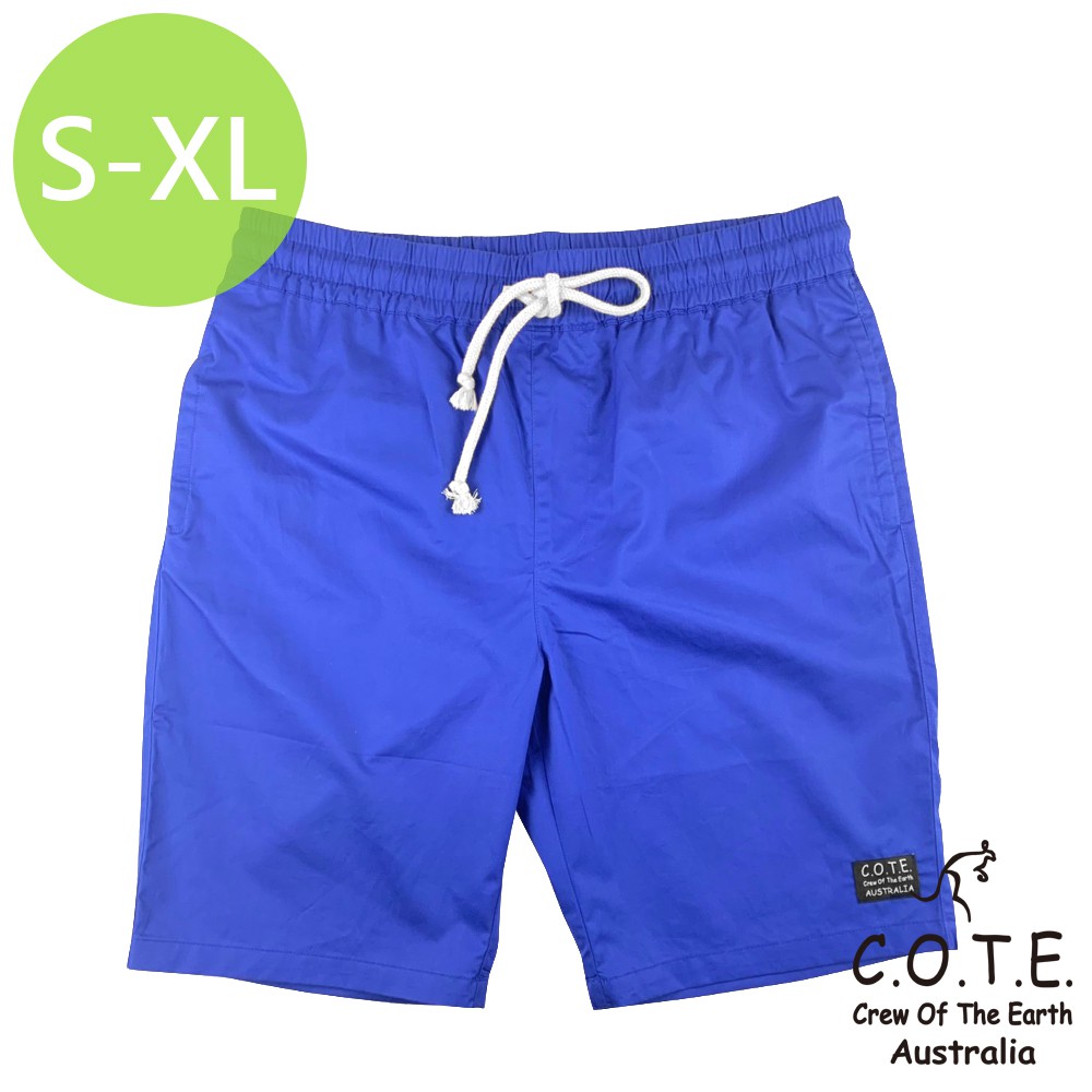 【S-XL】100%純棉水洗綁帶男多彩休閒短褲_藍色【COTE_Crew Of The Earth】