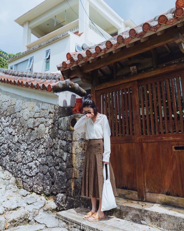 MEIERQ+單邊打褶排釦傘百裙