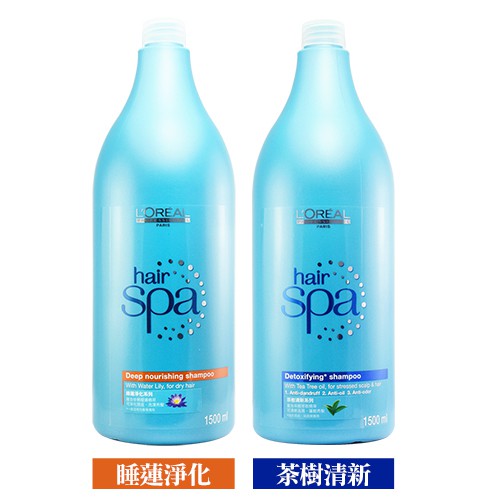 LOREAL萊雅 Hair SPA 睡蓮淨化 / 茶樹清新 洗髮精 1500ml 兩款可選 附壓頭 台灣萊雅公司貨