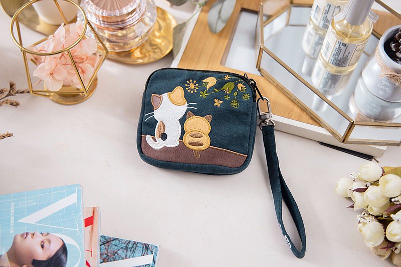 【Kiro貓】背影貓 雙層 小物收納/零錢包/手拿包【820191】