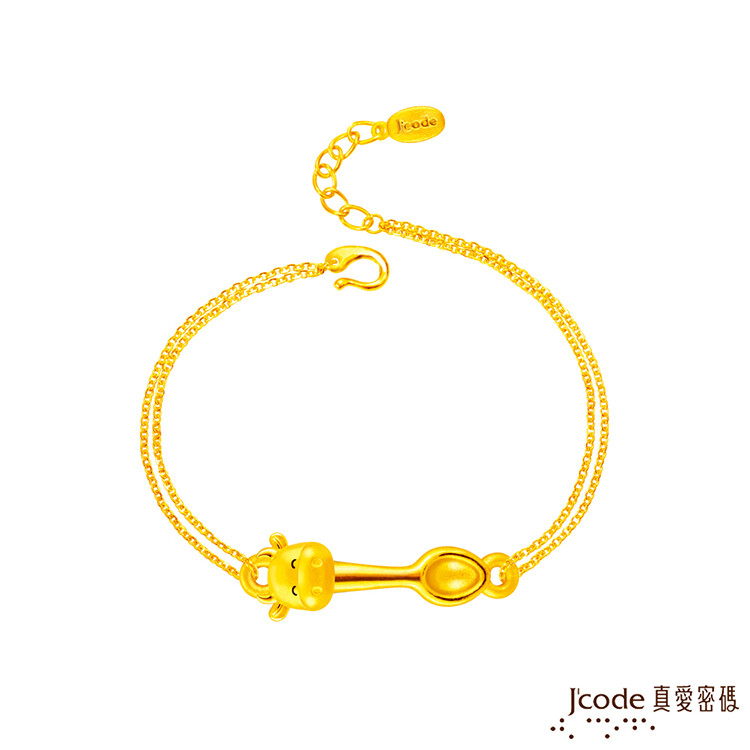 j'code真愛密碼金飾 好命小牛黃金手鍊