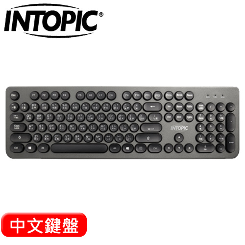 INTOPIC 廣鼎 KBD-76 復古圓形鍵帽鍵盤 鐵灰 中文