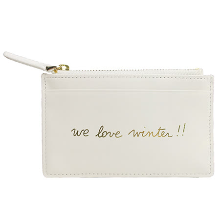 agnes b.手寫燙金零錢票卡夾(白)