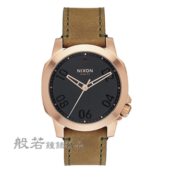 NIXON THE RAGNAR 40 LEATHER 軍事攻略腕錶/黑x金