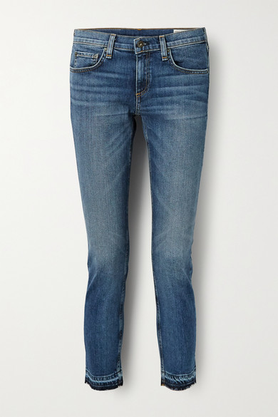 蓝色牛仔布 - 正面配有单颗纽扣和隐形拉链 - 98% 棉，2% 弹性纤维 - 机洗 - 品牌特定颜色：Livingston - rag & bone 这款 