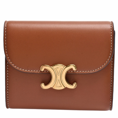 CELINE 經典TRIOMPHE系列小羊皮三折短夾(黃褐色)