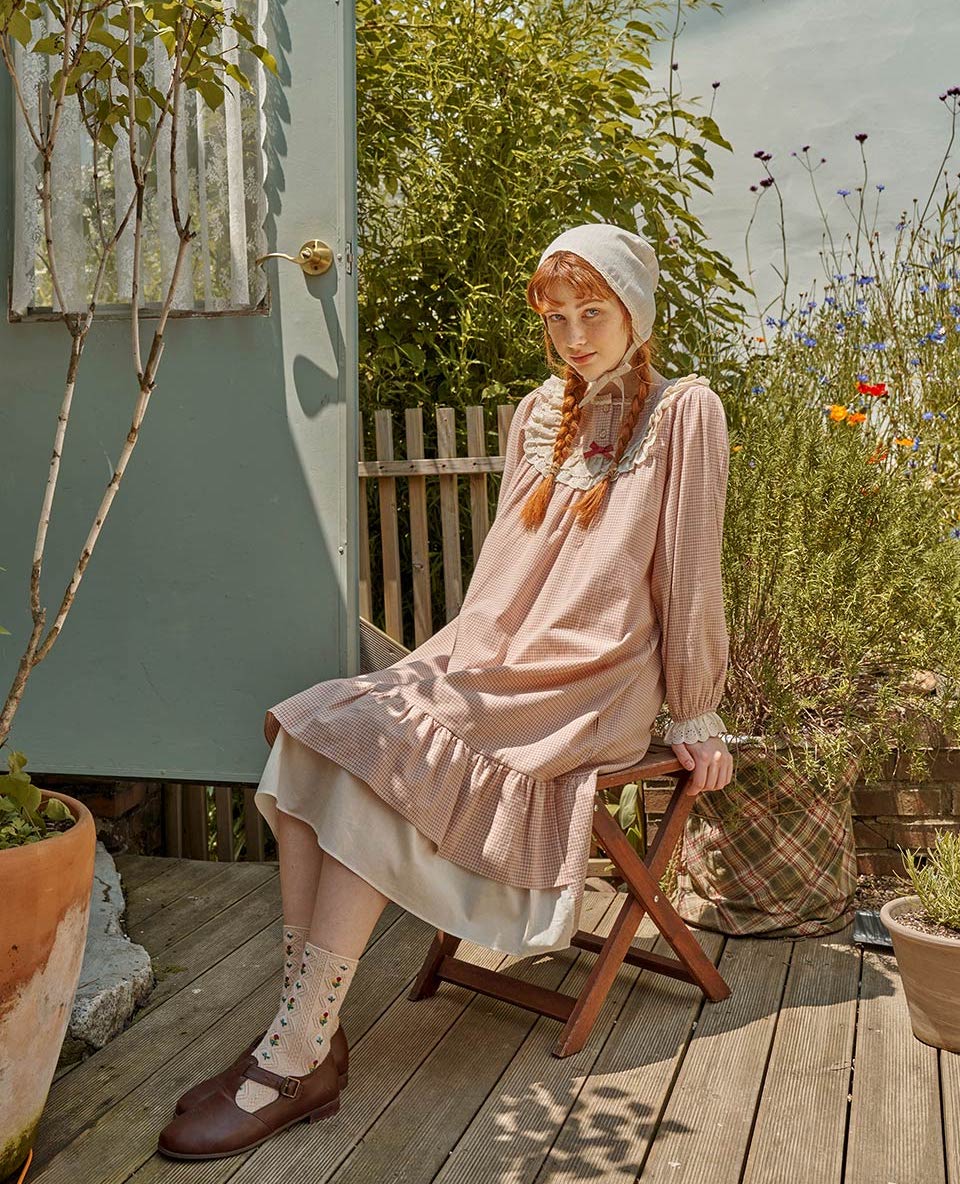 ULLALA PAJAMAS Anne Morning Long Sleeve Dress_Rose Beige