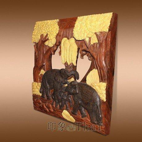 木雕壁飾 牆飾品 壁掛 木雕工藝品 大象木雕 雕花板樹木