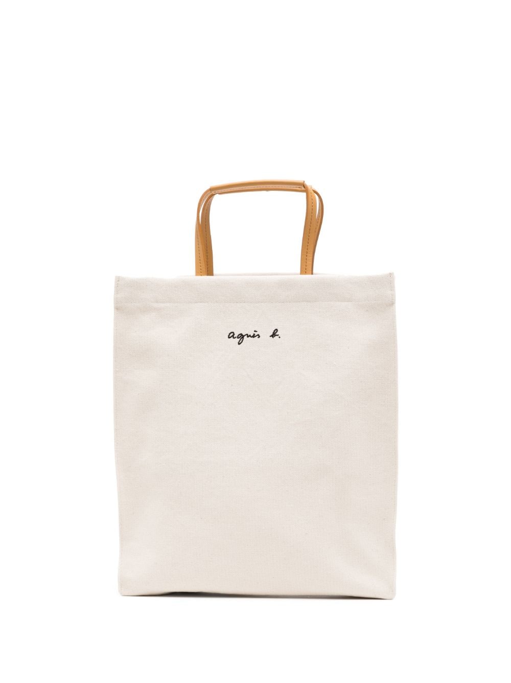 agnès b. - logo-embroidered cotton tote bag - women - Cotton - One Size - Neutrals