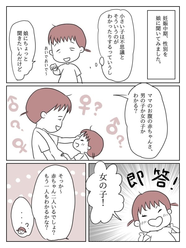 お腹にいるのは男の子 女の子 双子妊娠中期 娘の性別予想の結果は