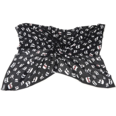 KARL LAGERFELD K/IKONIK 老佛爺與貓莫代爾絲質圍巾(黑色)