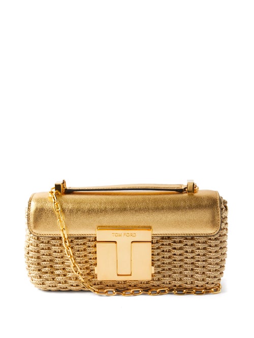 Tom Ford - 001 Chain Metallic-woven Shoulder Bag - Womens - Gold