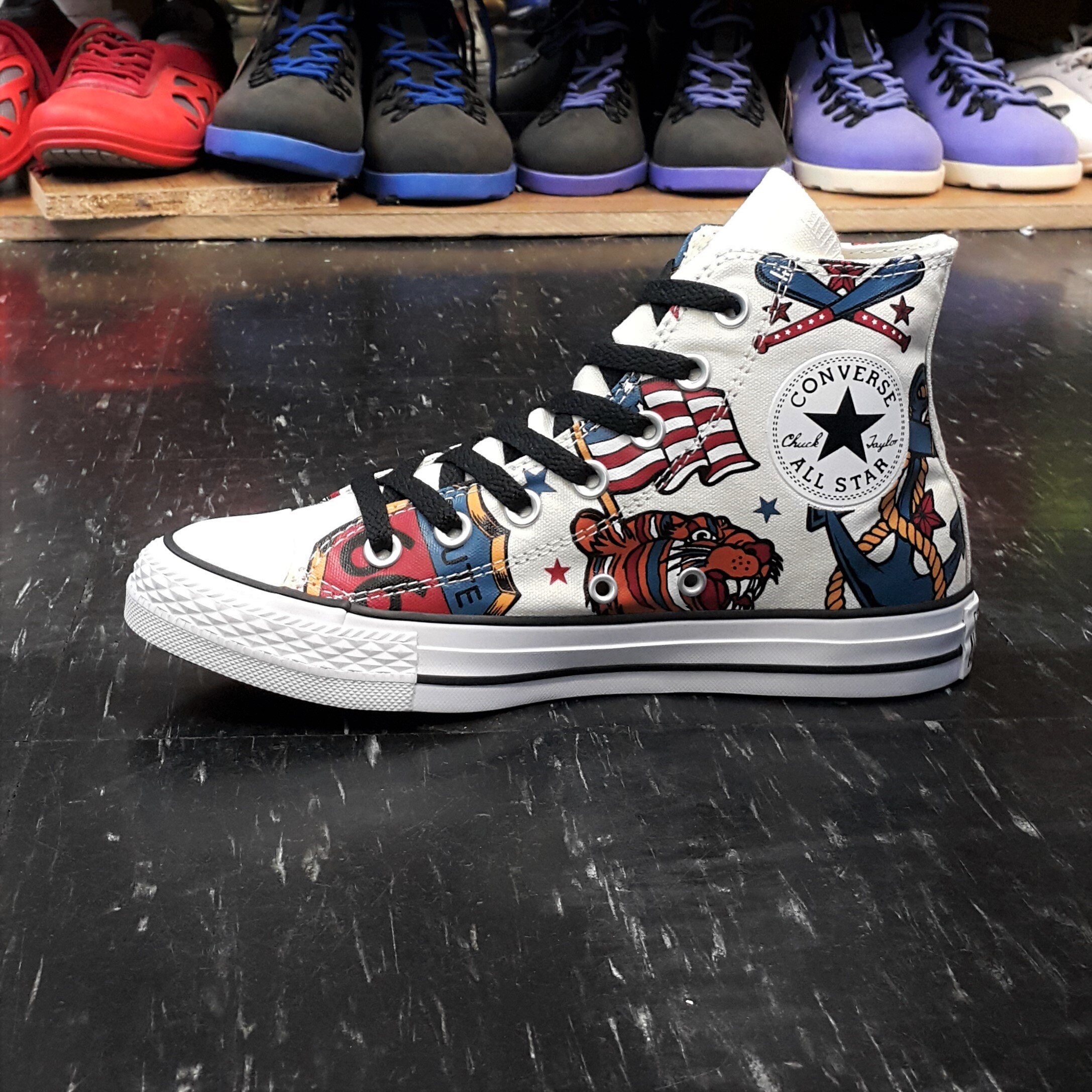 Converse Chuck Taylor All Star 高筒 帆布 白色 米白色 卡通 塗鴉 彩繪 美式塗鴉 150268C