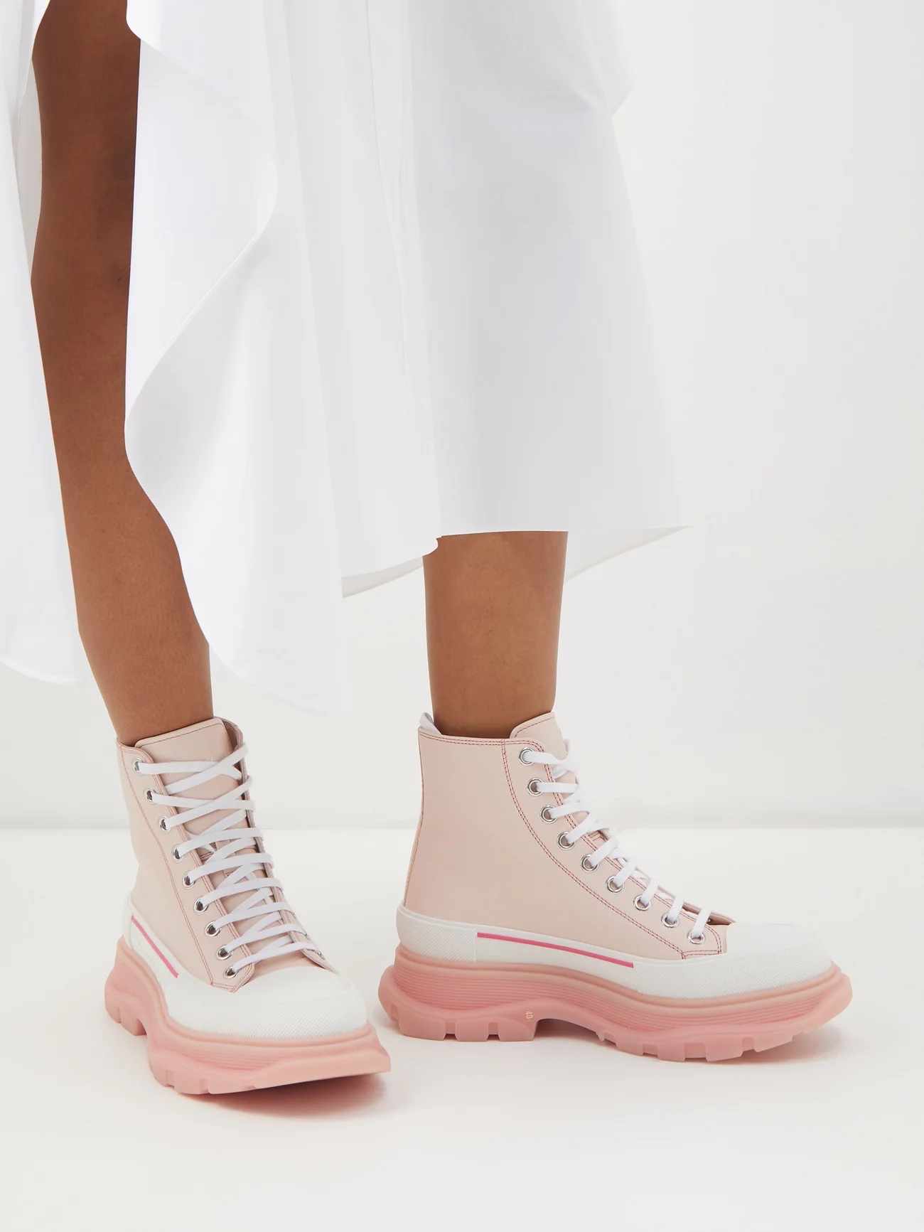 ALEXANDER MCQUEEN Tread Slick leather high-top trainers