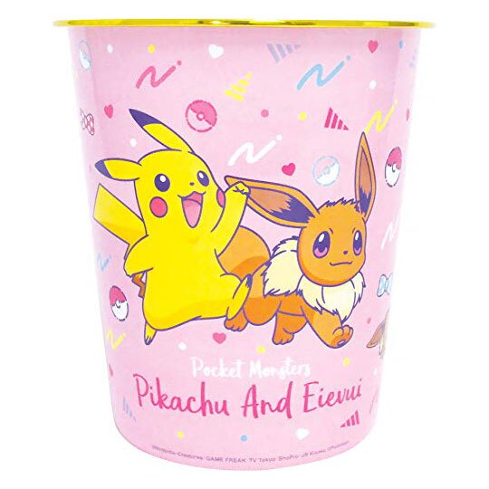 〔小禮堂〕神奇寶貝Pokmon皮卡丘 圓形無蓋垃圾桶《粉.伊布》書報桶.收納桶.置物桶