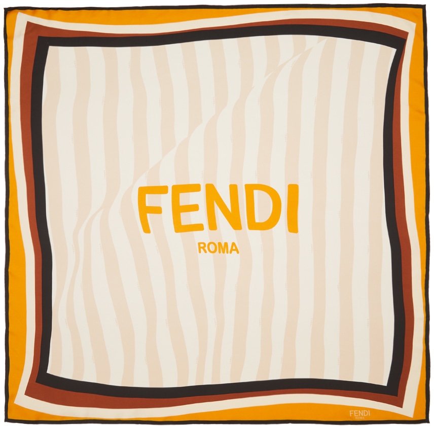 FENDI 多色 Pequin Foulard 真絲絲巾