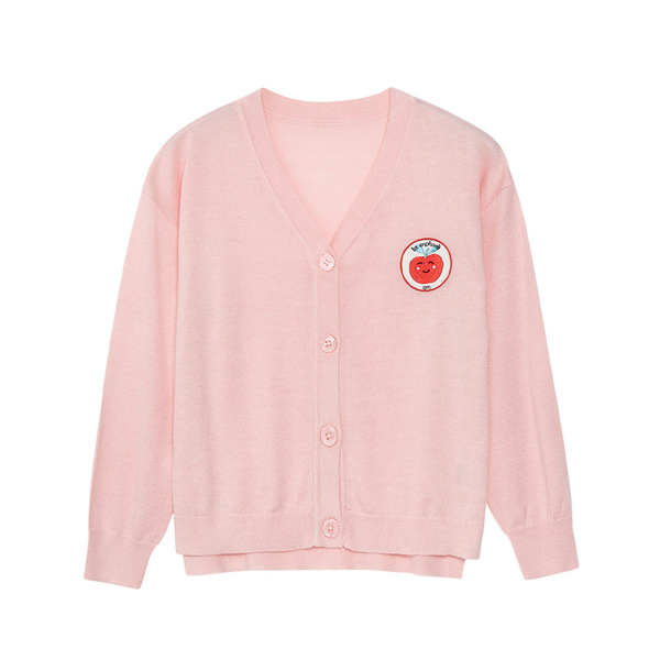 【EASY輕鬆系列】麗嬰房 甜美小蘋果針織外套-粉色 (76cm~130cm)