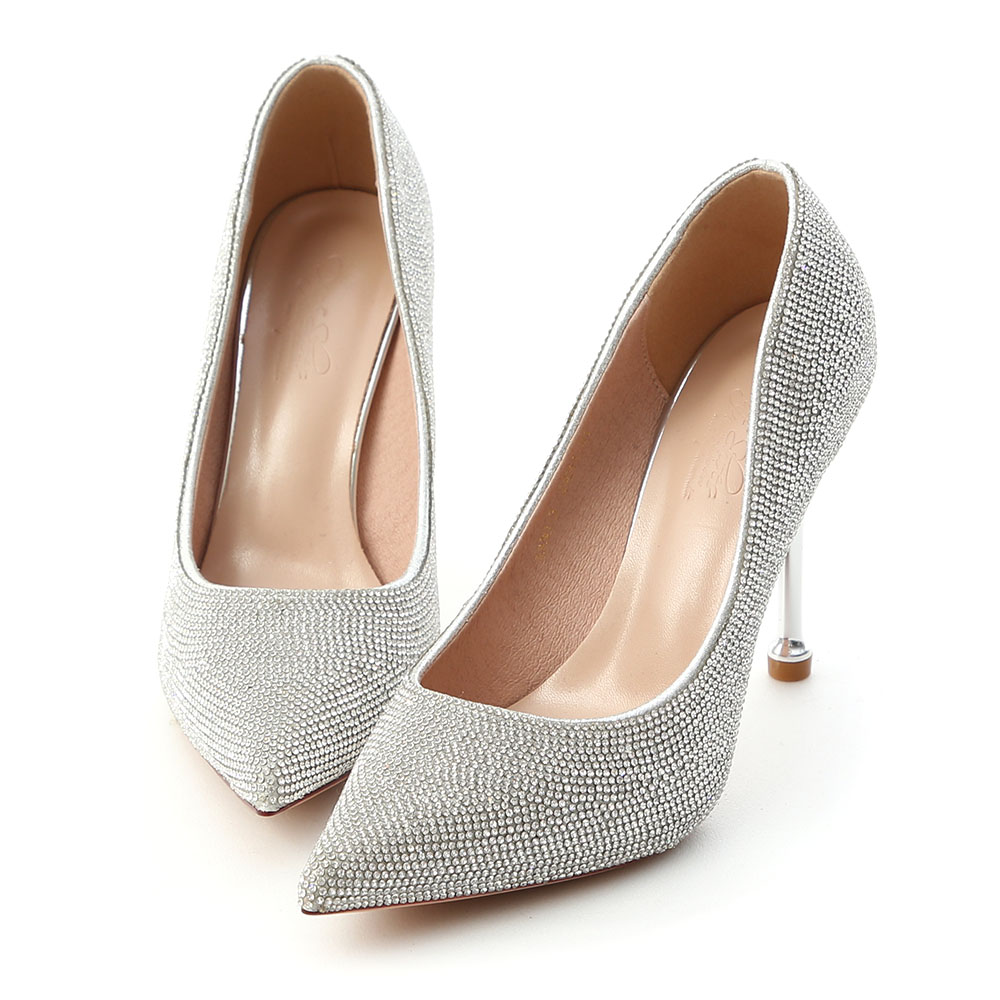 D+AF 璀鑽名媛．燙鑽金屬跟尖頭高跟鞋