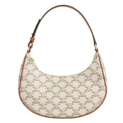 【CELINE 思琳】 經典AVA系列TRIOMPHE緹花帆布手提包 (老花/白色)