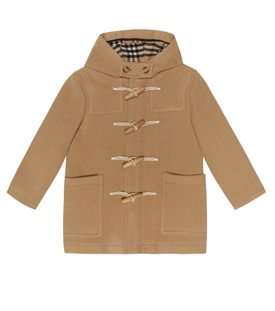 This ultra-cozy, hooded duffle coat from Burberry Kids is rendered from double-faced wool in an