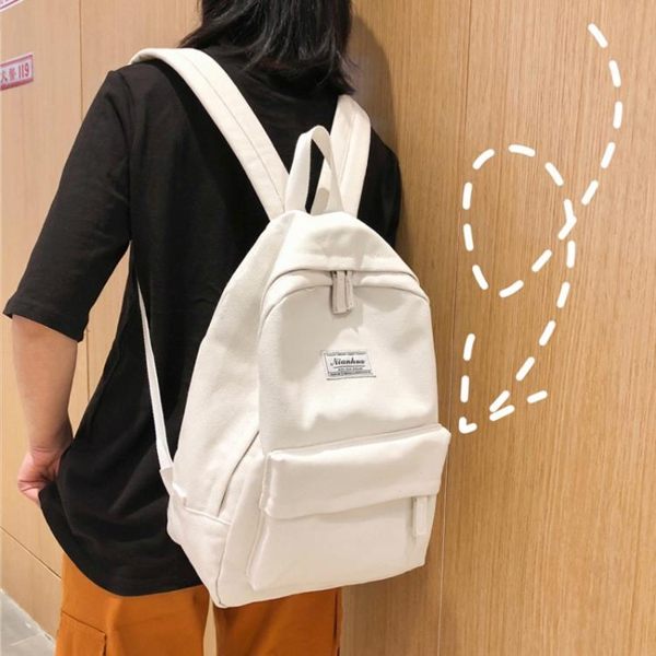 古著感少女書包 韓版高中大學生簡約森系百搭帆布ins超火雙肩包女