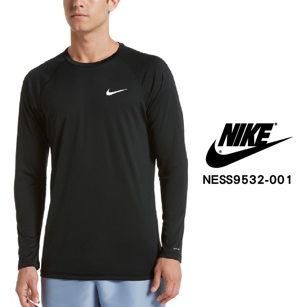 NIKE 男子 防曬衣 UPF 40+ 運動 機能 休閒 戶外 抗UV 長袖 NESS9532-001 黑色