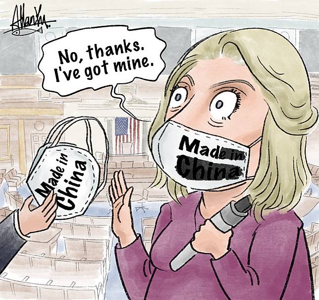 Cartoon Politicizing Mask Wearing In U S Xinhua Line Today