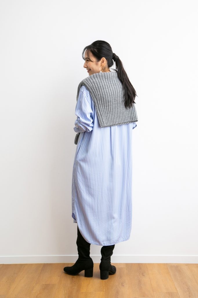 ユニクロ 明日発売 話題の新作シャツワンピ身長別比較 全身ユニクロ