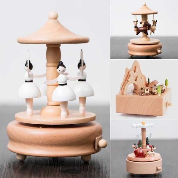 音樂盒 木質旋轉木馬音樂盒摩天輪八音盒送女友女生兒童創意生日新年禮物 曼慕衣櫃