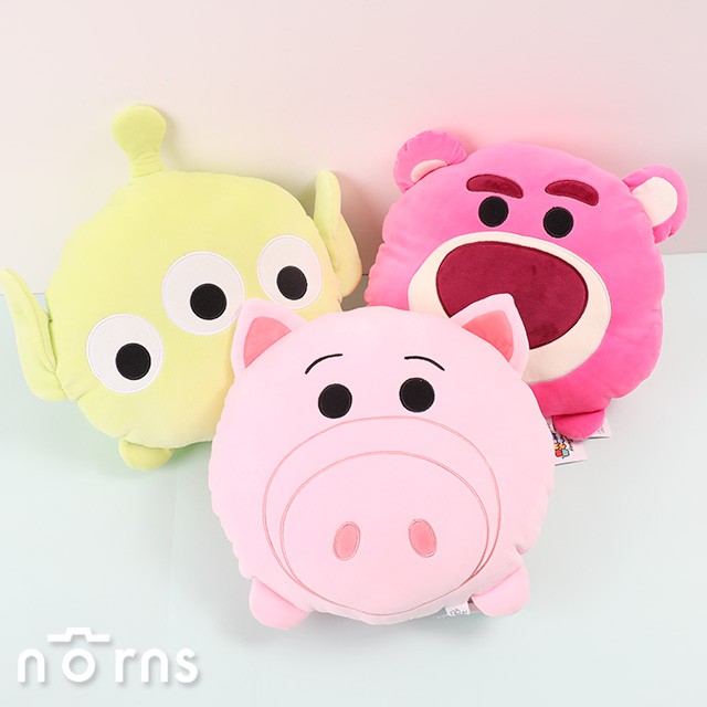 【玩具總動員4頭型扁枕TSUM TSUM 12吋】Norns迪士尼正版 三眼怪午安枕 熊抱哥 火腿豬