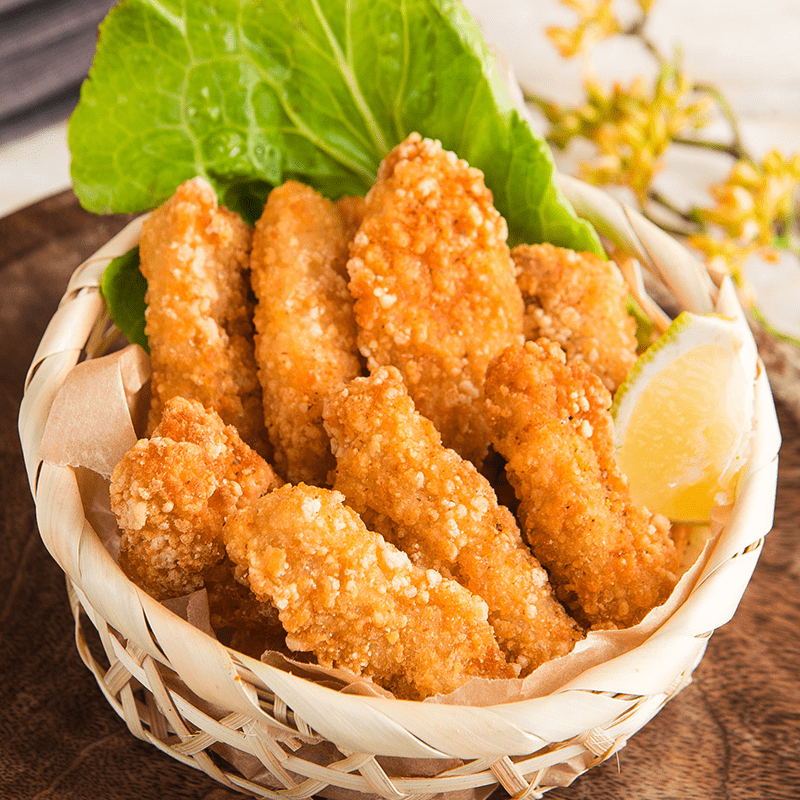 土魠魚風味黃金旗魚塊，酥脆的外皮搭上鮮嫩魚肉，一吃就讓你回味起南部土魠魚麵羹的味道～衛生包裝方便料理，魚塊已裹粉，需要時自己炸，隨時保持魚塊新鮮酥脆，不論是當配菜或是加入羹麵都是絕配喔！