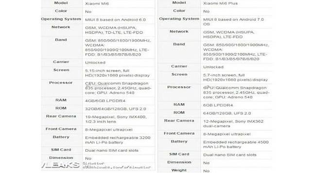 Sejumlah Spesifikasi Xiaomi Mi 6 Plus Nongol di Internet