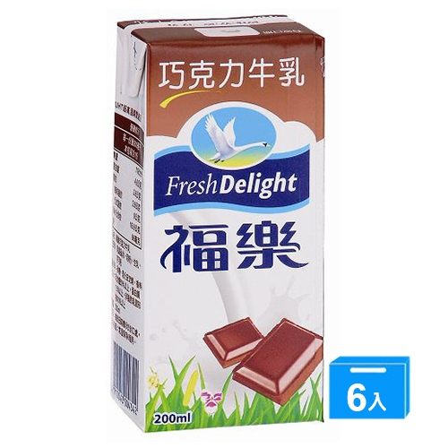 福樂調味乳-巧克力牛乳200ml*6入【愛買】