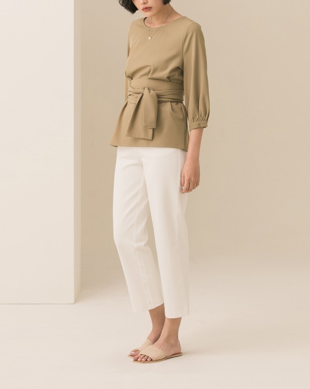 厚雪紡面料/綁帶活動式/袖做抽細摺有鈕釦