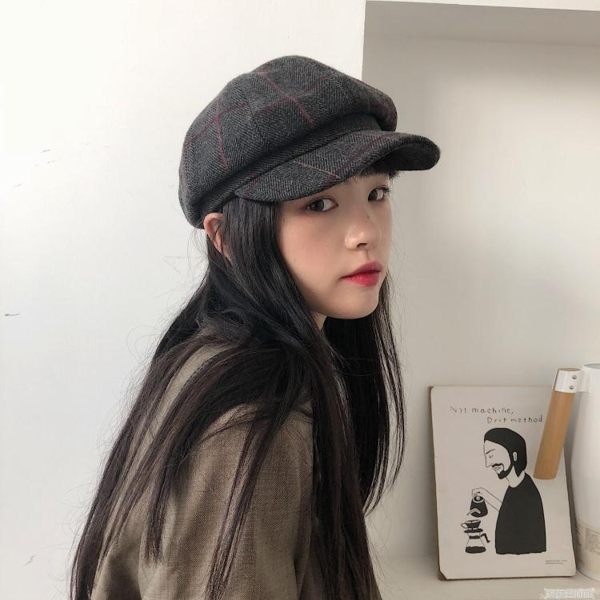貝雷帽 丁走走/好版型復古格紋文藝毛呢八角帽女秋冬日系百搭報童畫家帽 科技藝術館