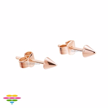 現貨禮品快速寄送三角錐設計耳環商品包覆玫瑰金色澤925純銀耳環系列 (925 silver)
