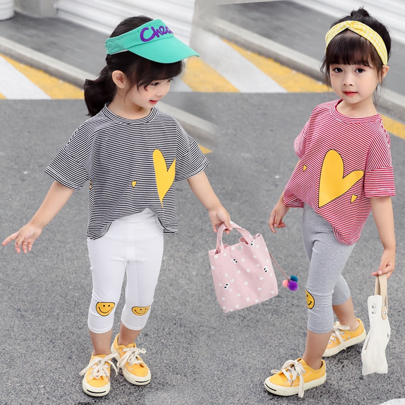 兒童套裝夏款夏季新款韓版女童小童休閑運動短袖套裝嬰兒衣服
