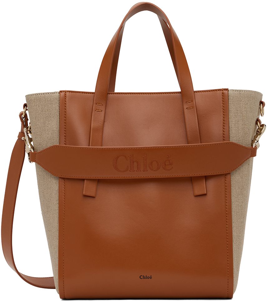 Chloé 米色 & 黄褐色中号 Sense 托特包