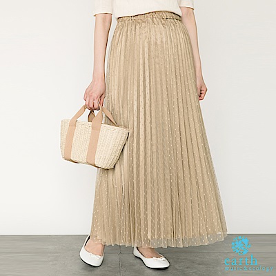earth music 圓點薄紗百摺長裙