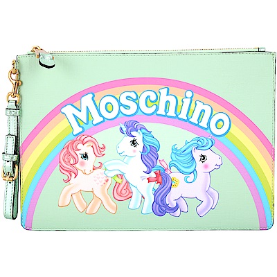 MOSCHINO MY LITTLE PONY 彩虹小馬大型手拿包(薄荷綠)