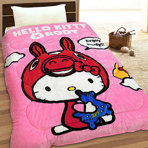 HELLO KITTY & RODY 幸福時光 法蘭絨毯被(粉)(紅)