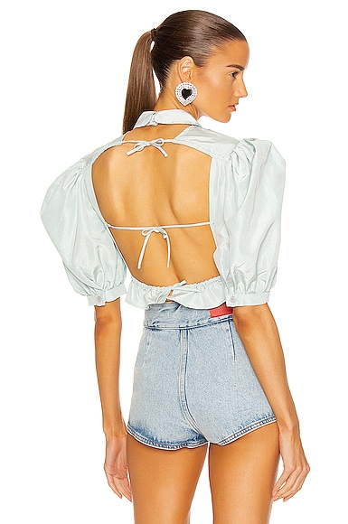 Miu Miu Embroidered Top in Baby Blue