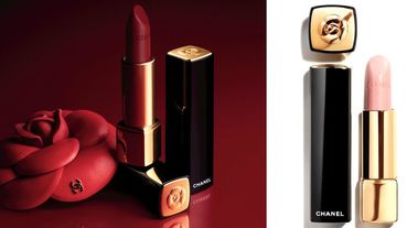 我們的魔鬼香奈兒來了！管身鑲嵌「金色山茶花」限量唇膏，#327雪紡粉紅護唇膏美到揪心～