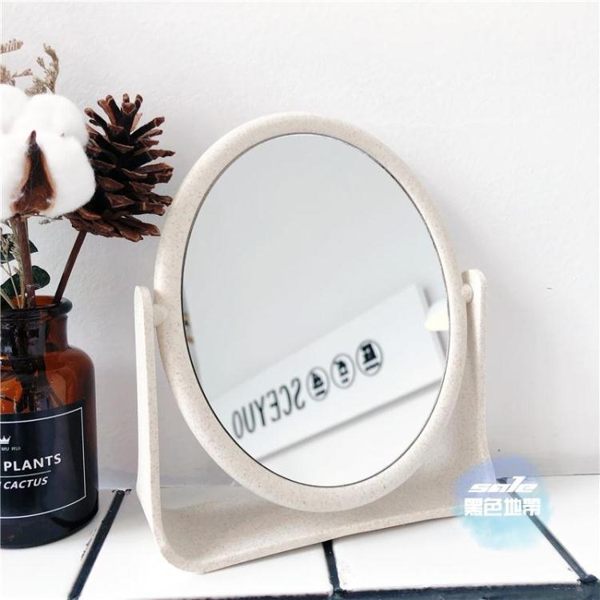 化妝鏡 ins韓風簡約少女心歐式鏡公主風宿舍桌面手柄化妝鏡雙面梳妝鏡子 2色
