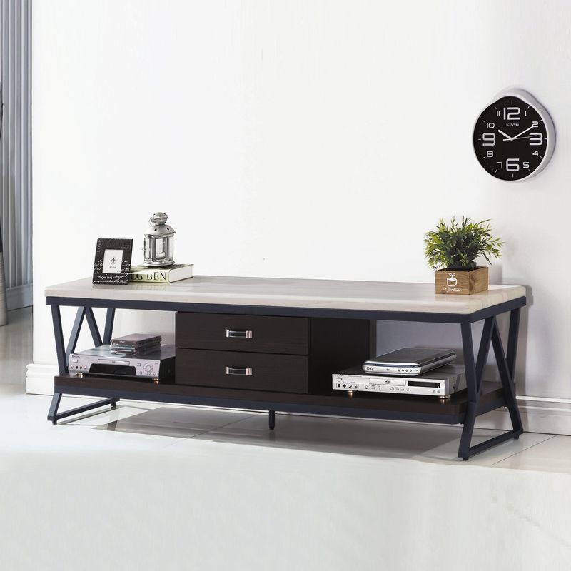 【RA738-2】 218玫瑰6尺電視櫃 寬180×深52×高40公分 $7,975 【商品規格】＊含石面＊鋁合金馬鞍皮手把＊全木心板搭配黑砂鐵腳【是否需要組裝】＊需簡易組裝◎品築家具精心為您的起居環