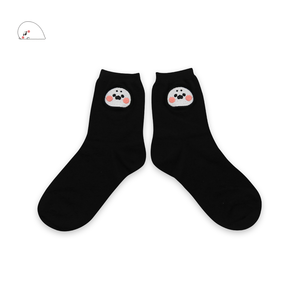 繡花襪_無所事事小海豹 - 黑色